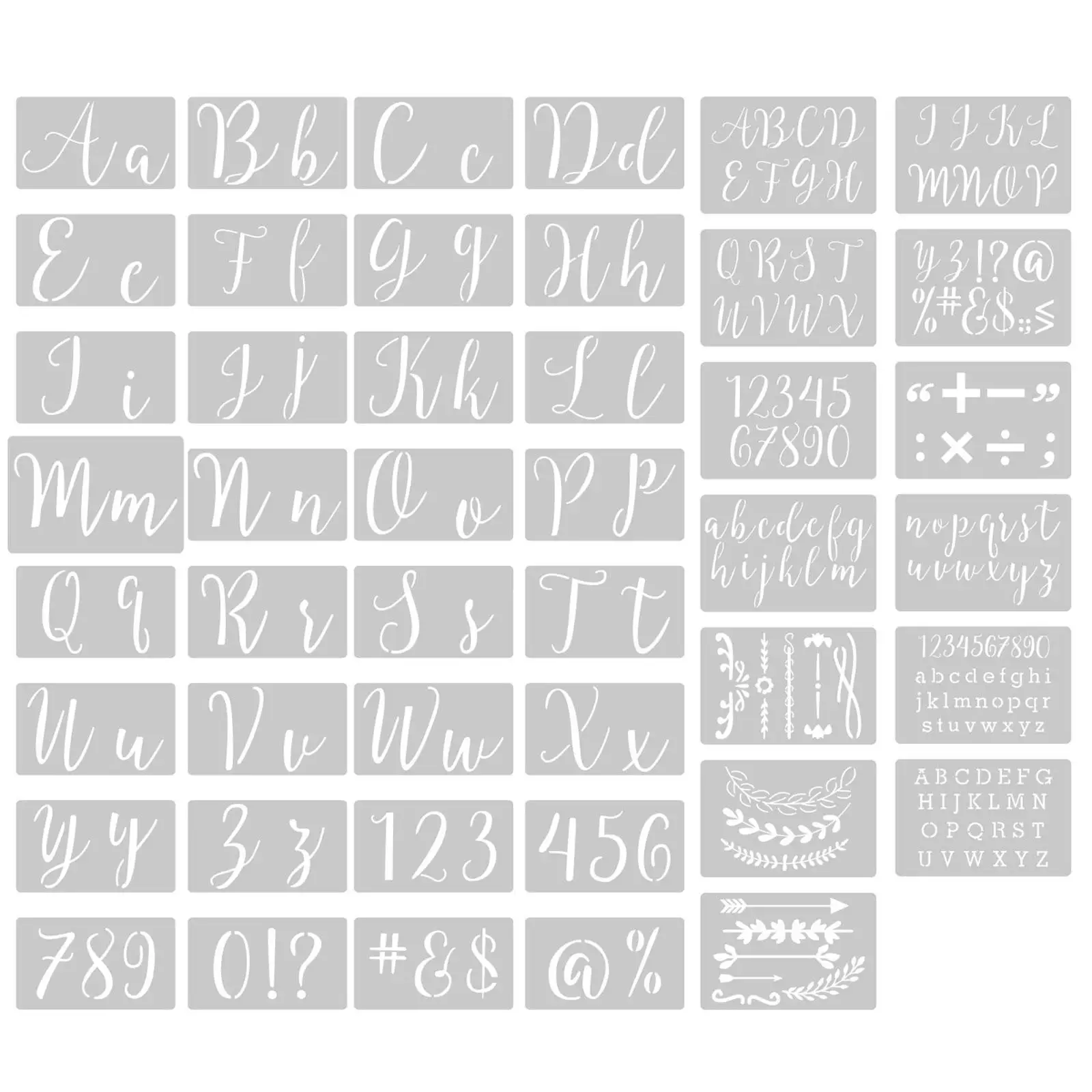 45x Letter Drawing Templates Template Set Painting Stencil Number Alphabet Stencils for Invitation Card Spray Graffiti Scrapbook