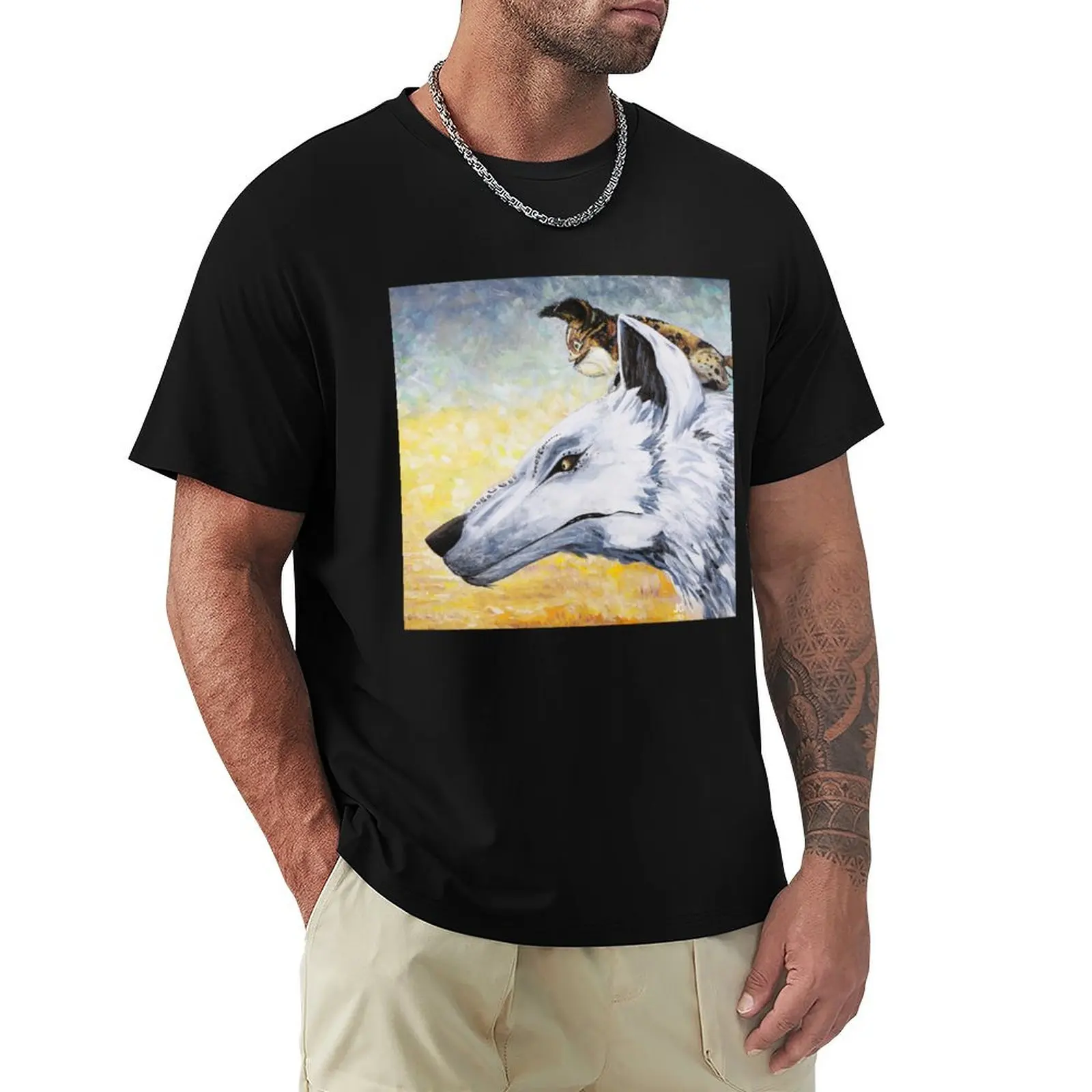 

Loth Wolf and Loth Cat T-Shirt Large Size Casual Short Sleeve Top