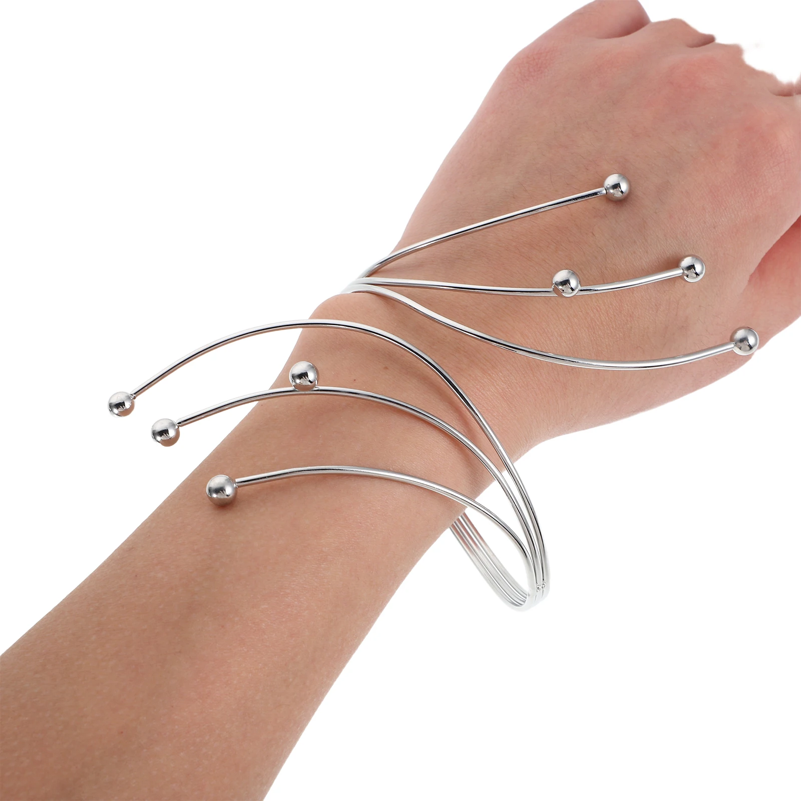 

Jewelry Open Arm Ring Bracelet Cuff Adjustable Bangle Multi-layer Boho Upper Silver Armband