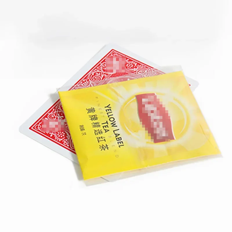 Card to Tea Bag Magic Tricks Playing Card Appearing in Tea Bag Close Up Street Illusion Gimmick Mentalism Puzzle Toy Magia Card