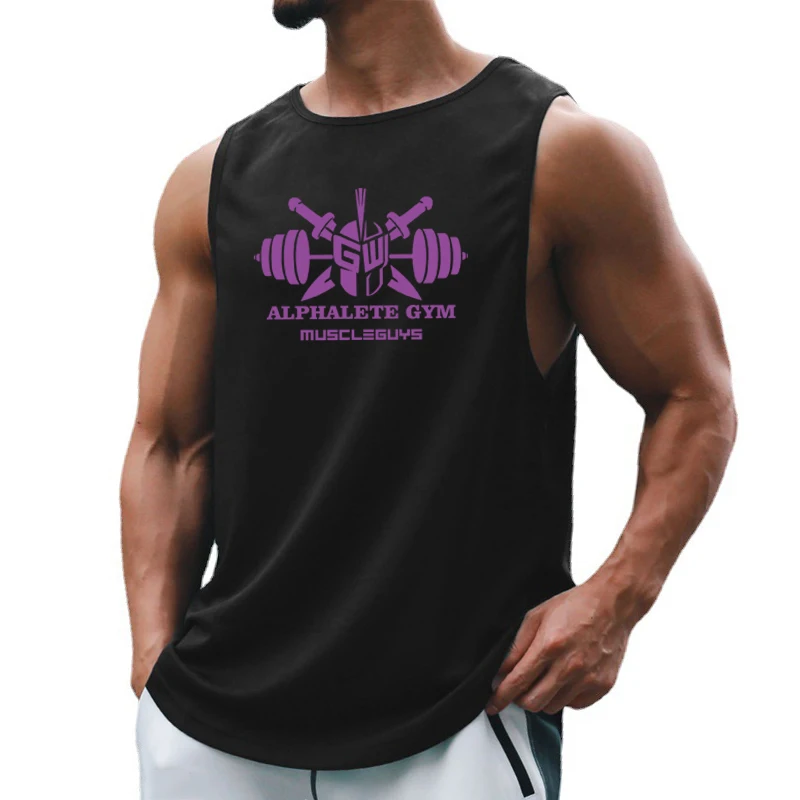 Mens Casual Fitness Tank Tops Gym Bodybuilding Sport Clothing Summer Running Vests Mesh Breathable Quick Dry Sleeveless T-shirts