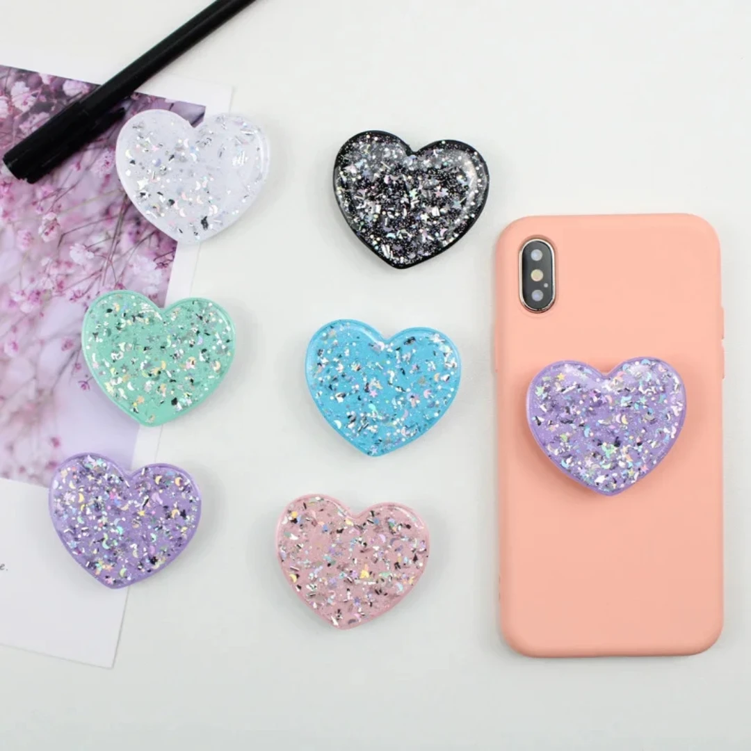 Love Flash Glitter Ring Mobile Phone Folding Stretch Bracket Mobile Phone Holder Is Suitable for Any Model of Mobile Phone Holde