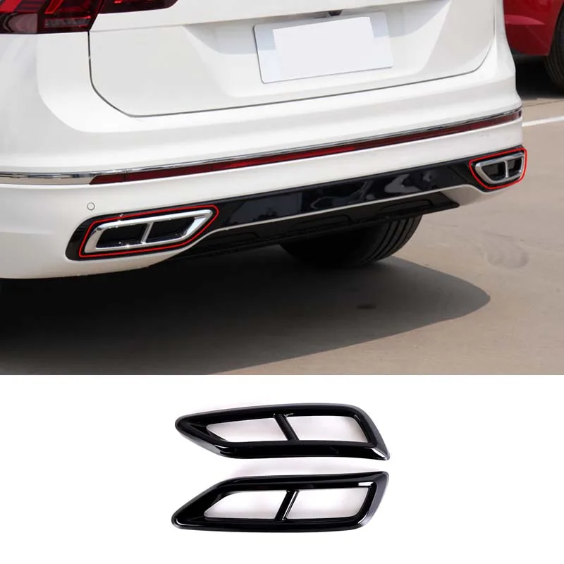 For 2020-2022 Volkswagen Tiguan L ABS black car styling tail throat exhaust pipe muffler decorative frame sticker auto parts