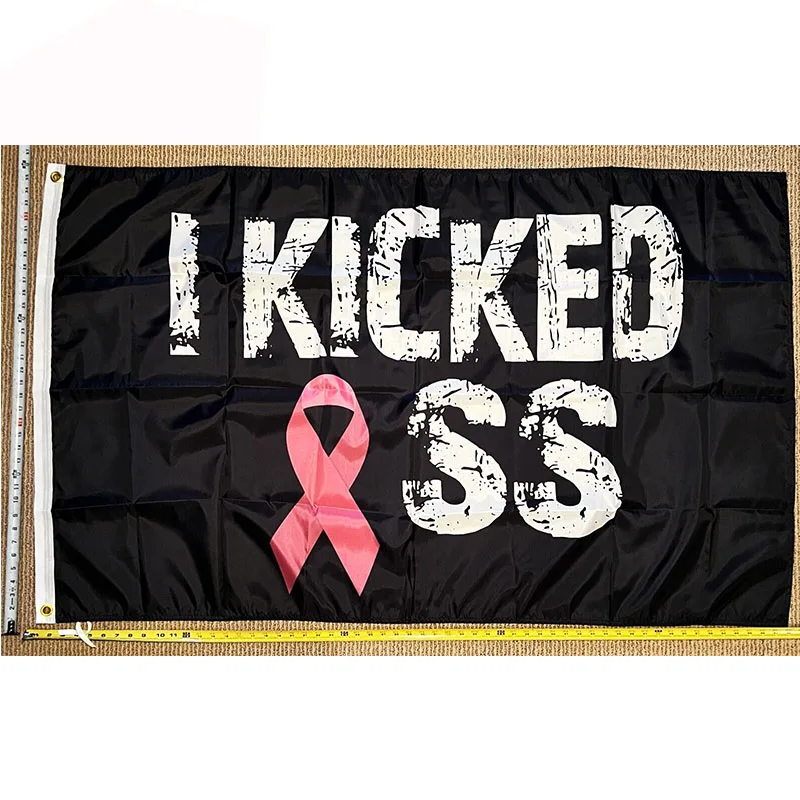 Breast Cancer Flag FREE SHIPPING Cancer Sucks I Kicked Ass Hope Pray USA Sign 3x5' yhx0171