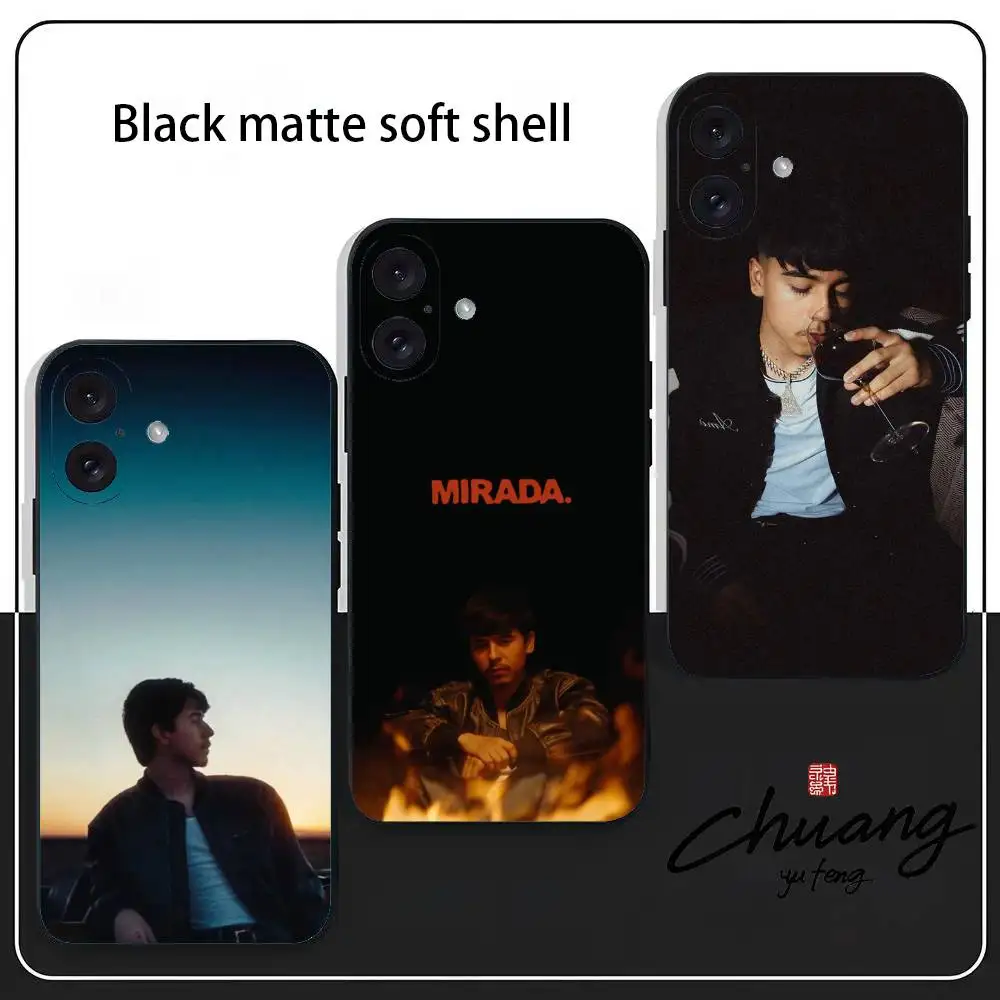 

Ivan Cornejo Singer Phone Case Stylish Black Matte TPU Case For 11-16. Anti-slip And Wear-resistant