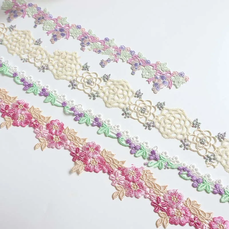 

64Yards Flower Ribbons Trim For Decorative Wedding Dress DIY Crafts Supplies Clothing Handmade Materials Needlework Lace Fabric