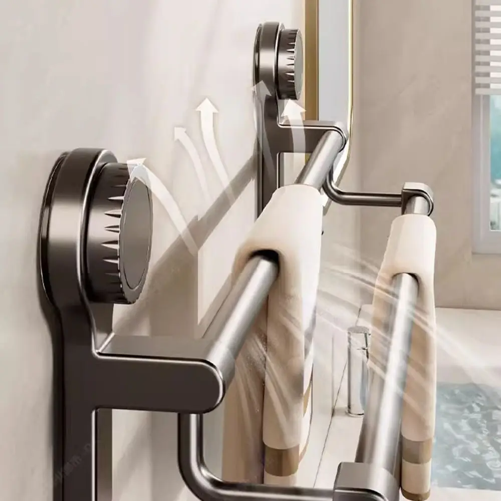 

Strong Suction Cups Towel Rack Removable Strong Load Capacity Wall-mounted Towel Rack No Drilling Installation No Drilling