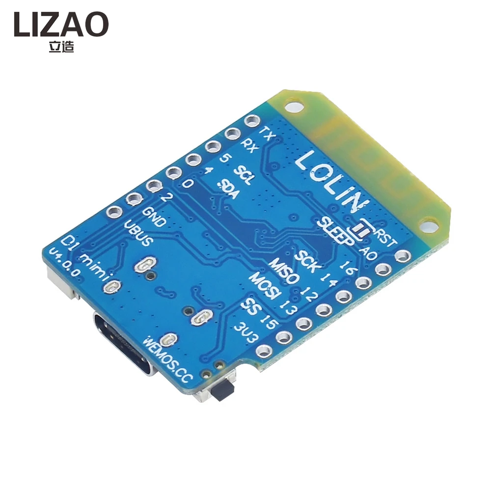 LIZAO D1 Mini V4.0.0 WiFi ESP8266 CH340G CH340 ESP-12F IOT Board MicroPython NodeMCU Arduino Compatible for IoT Projects