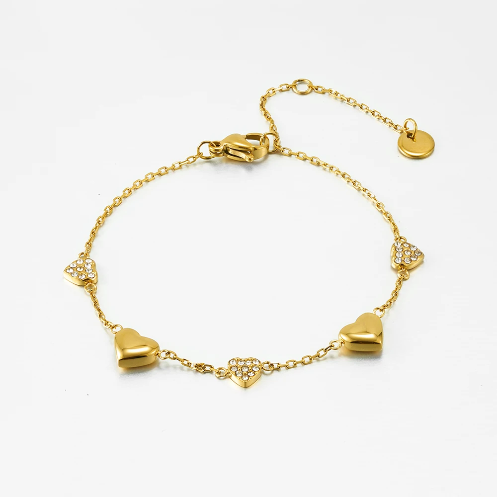 

ENFASHION Pulseras Heart Bracelet For Women's S Stainless steel 18K Glod Plated Fashion Party Dailywear Jewelry B242470