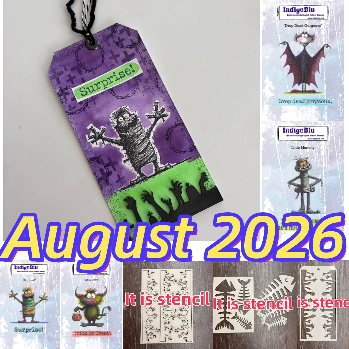 New 2026 Halloween Bat Little Devil Mummy Clear Stamp Fish Bones Stencil for DIY Decorating Scrapbook Paper Card Embossing Craft