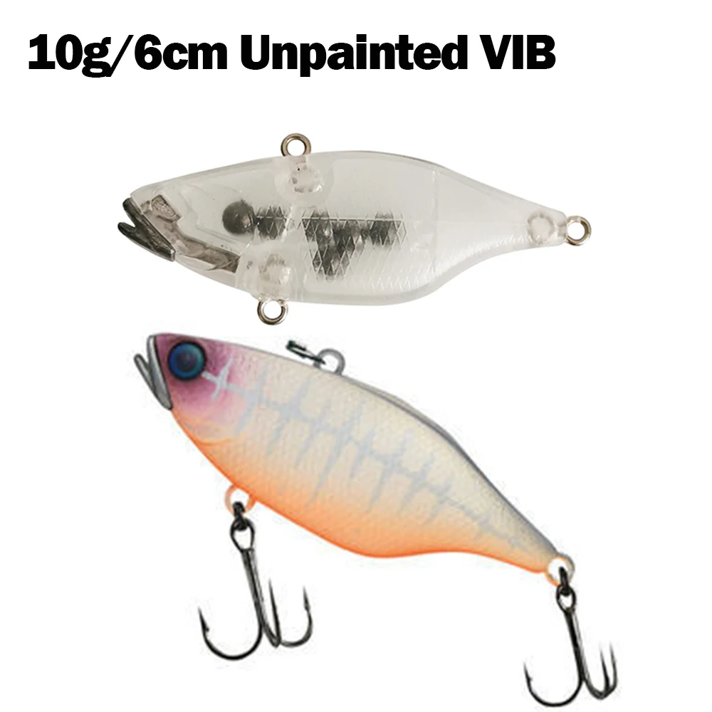 10pcs Unpainted Lipless Crankbait 6cm 10g Sinking VIBRATION-X Artificial Hard Bait All Depth Bass VIB Fishing Lure Tackle