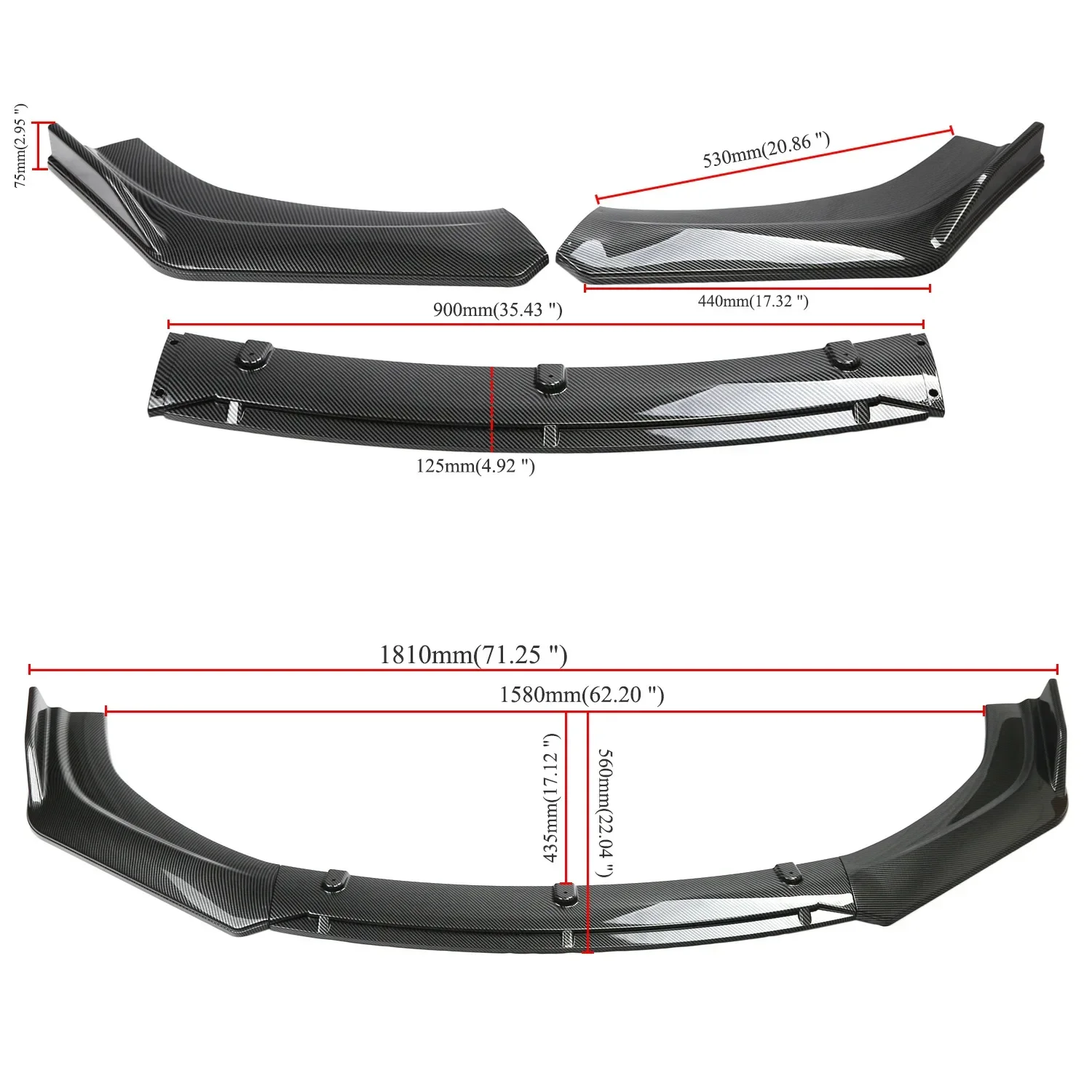 Front Bumper Lip Spoiler Side Splitter Deflector Body Kit Guards For Honda Civic Sedan 2016 2017 2018 2019 2020 Car Accessories