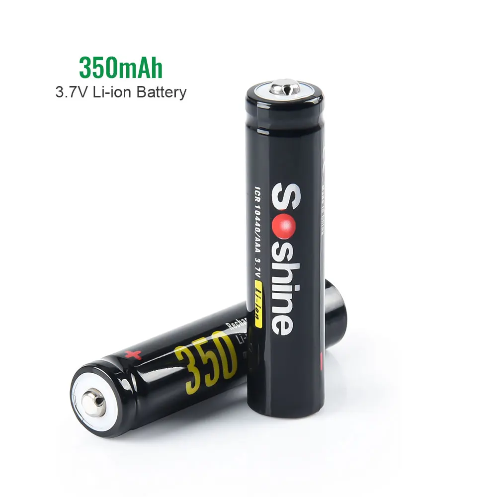 Soshine 350mAh 10440 AAA Li-ion Batteries 3.7V 350mAh Rechargeable Lithium AAA Battery for Microphone Headlamp Flashlight Radio