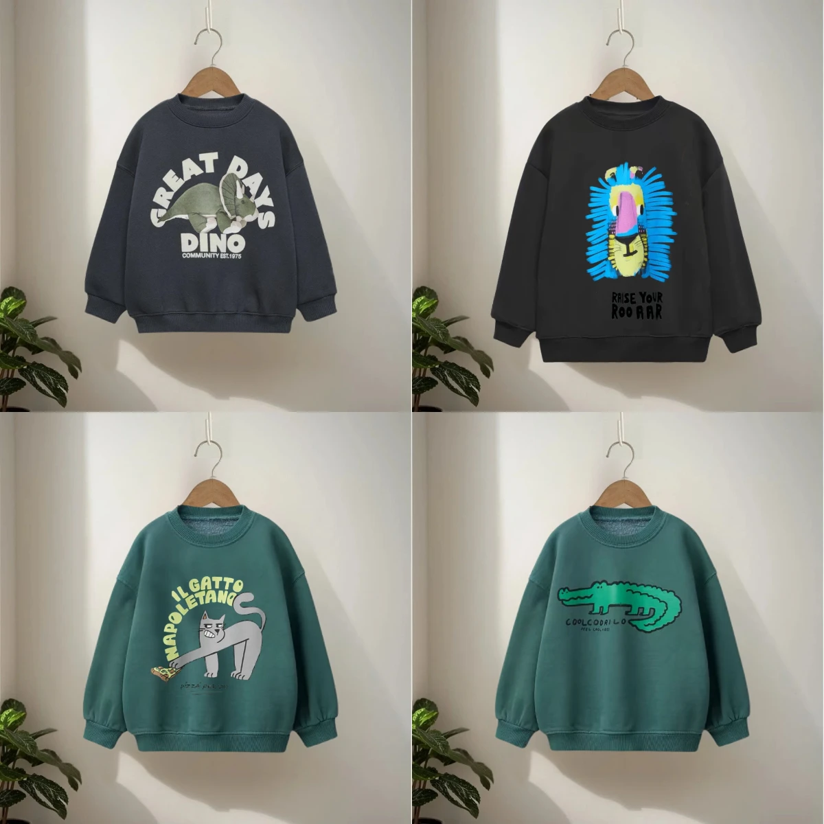 

Spring/autumn Children's Sweatshirts Print Animal Loose Casual Baby Boys Long Sleeved Tops Kids Crewneck Pullover Hoodie 0-6 Age