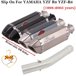 Slip On For YAMAHA YZF-R6 YZF R6 1998 - 2005 Motorcycle Exhaust System Middle Link Pipe Escape Muffler With DB Killer