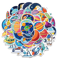50PCS Cartoon Hand drawn Space Stickers Exquisite Bookkeeping Materials Phone Cases Laptop Cups Luggage Waterproof Stickers