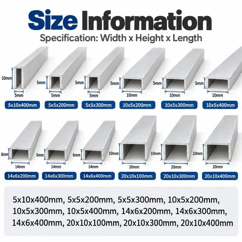 10/5/1pcs Length 100-400mm Aluminium U Profile Channel DIY Car Model Robot Bracket For LED Strip Light Installations