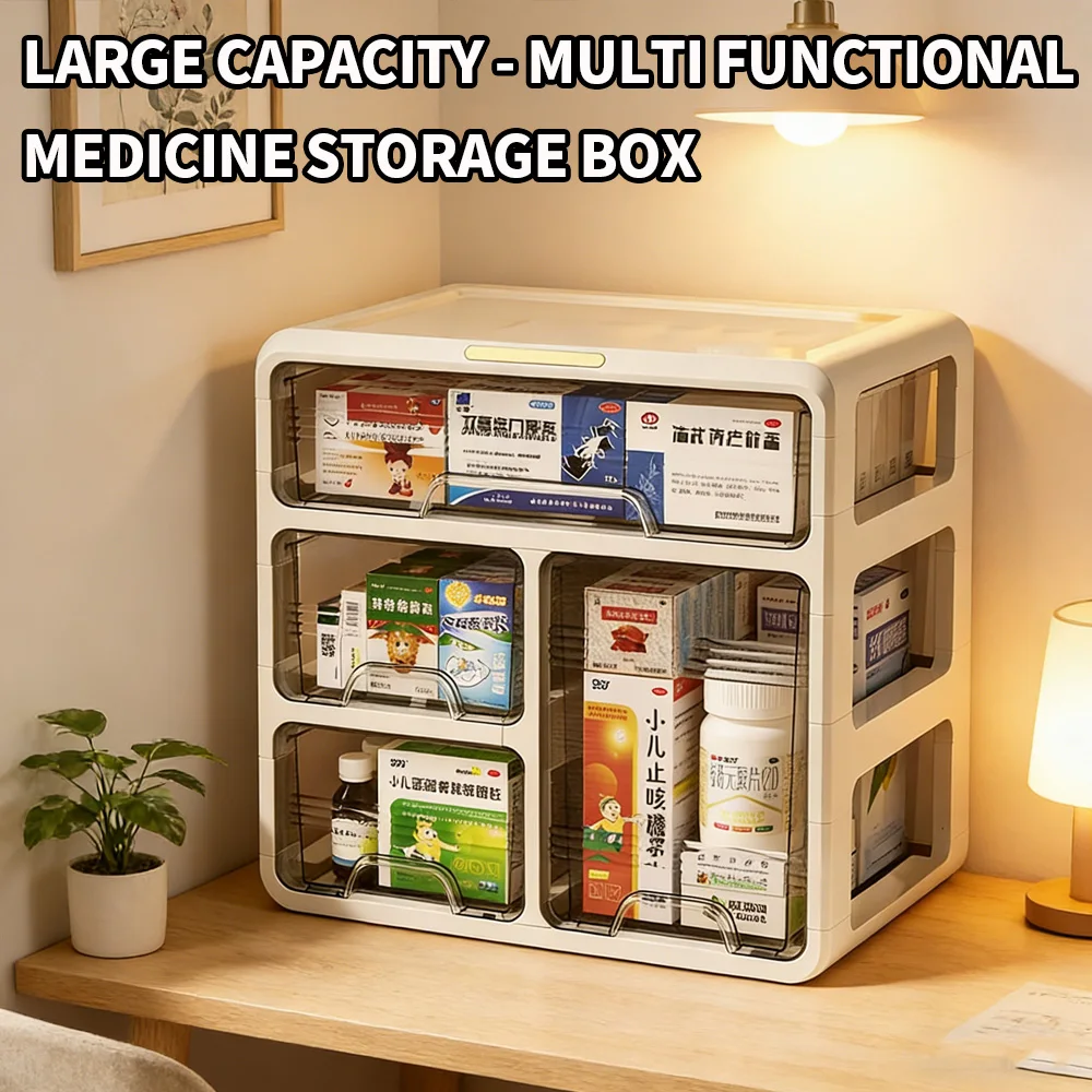 Large Capacity Drawer Type Medicine Storage Box, Multi-layer Home Medical Kit, Multifunctional Portable Drug Organizer for House