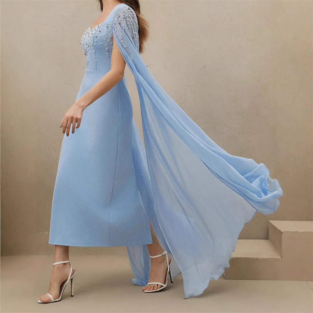 Ele Beaded Evening Dr Long Sve منتصف الخصر الفاخرة بريق المرأة دكتور لتاريخ الزفاف الاسمية KTV الاحتفال