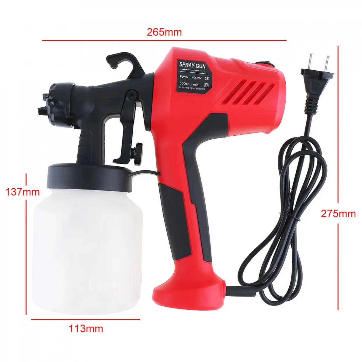 Imagem -03 - Pulverizador Automático o Portátil da Pistola de Pintura Elétrica com Potenciômetros Plásticos do Calibre do Bocal de 2.5 mm de Alta Pressã 110v 220v 400w 800ml