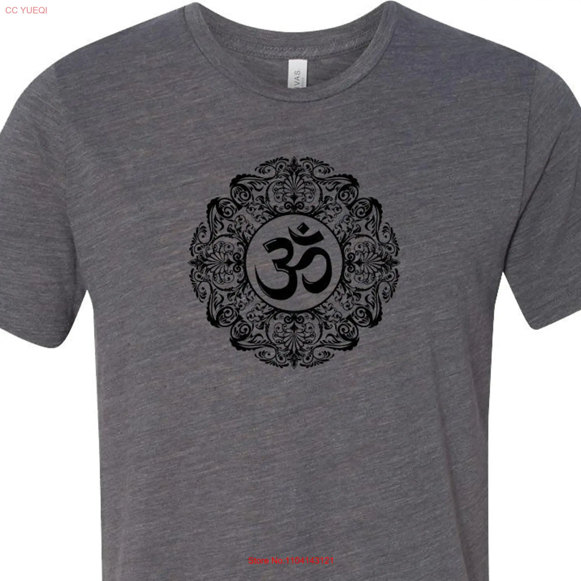 Black Ornate OM Burnout Yoga T Shirt BLKORNATE 3650 long or short sleeves