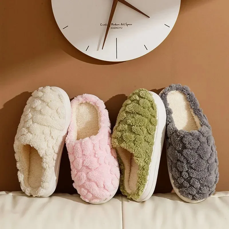 2024 Autumn and Winter Home Cotton Slippers for Men and Women Couples Indoor Non-slip Silent Cotton Drag and Pile Warm