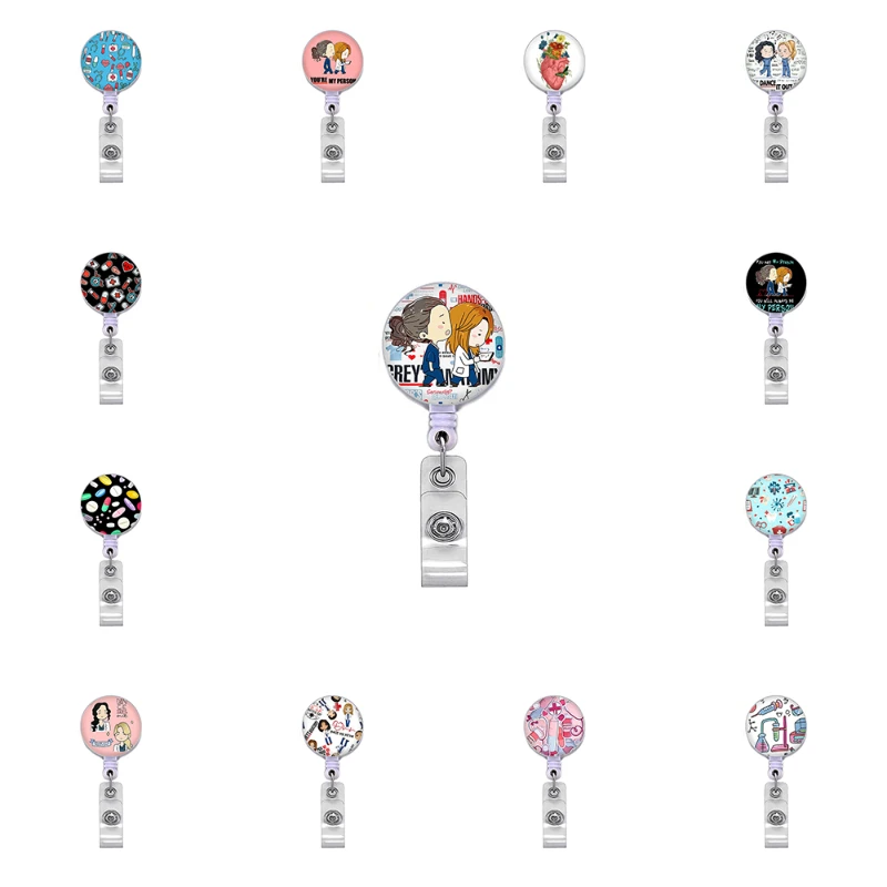 Cartoons Cute doctor Key lanyard Keychain Office ID Card Pass Easy to pull buckle Badge Card Holder key chains