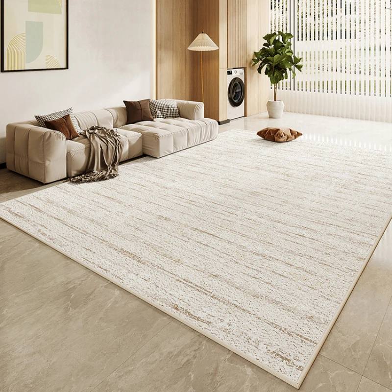 Minimalist Cream Style Living Room Carpets Nordic Modern Bedroom Comfortable Bedside Rug Beige Stripes Decorative Home Carpet IG