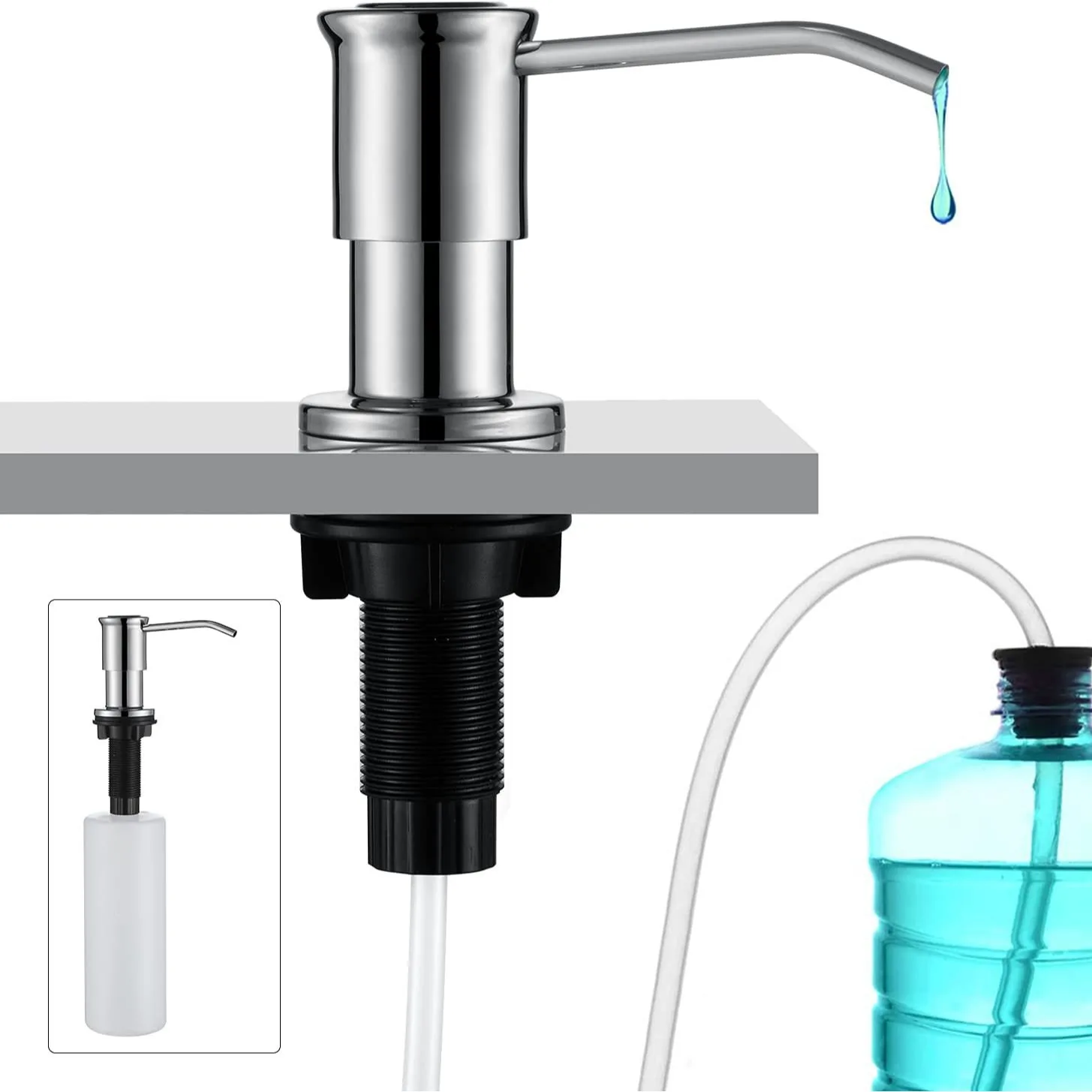 Kitchen Sink Liquid Dispenser Press-type Sink Soap and Kitchen Cleaner Dispenser Soap Dispenser Large Capacity Kitchen Supplies
