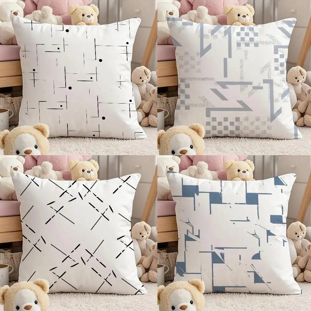 

Splicing Geometric Shading Anime Pillow Case Comfort Sofa Bed Silky Elegant Invisible Zipper Custom Decorative Cushion Cover
