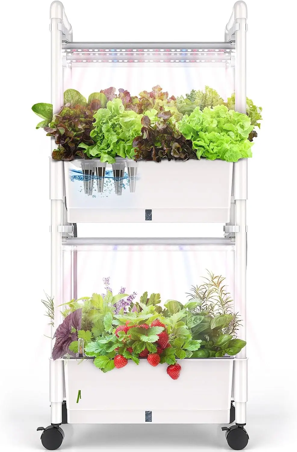 Hydroponics Growing System 28Pods Indoor Herb Garden LED Grow Light Automatic Timer Pump System Adjustable Height No Seed Glossy