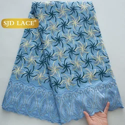 SJD LACE Swiss Voile Lace with Rhinestones 2025 High Quality African Nigerian Cotton Lace Fabrics for Women Wedding Dresses 4512