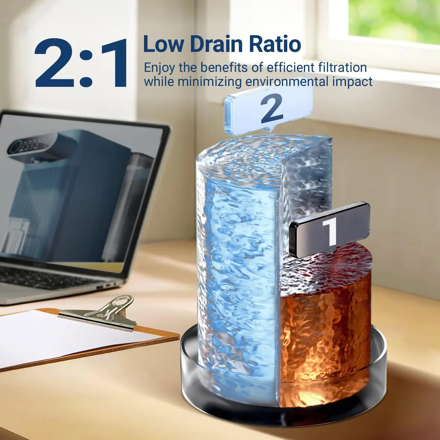 5 Stage Countertop Water Filtration, Portable Instant Hot Water Dispenser, 4 Temperature Options,  PP-WFC-DA-Blue USA