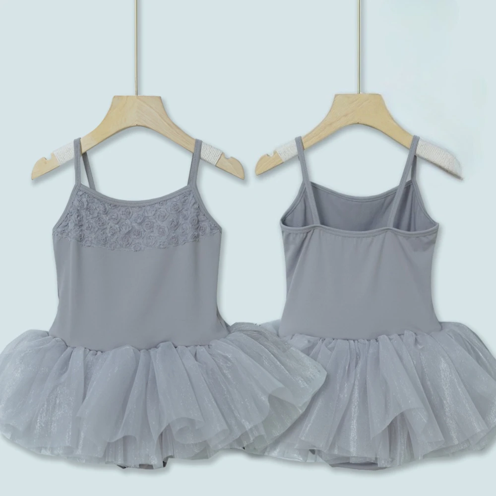 

THEEPER Camisole Ballet Leotard Dress, 3D Rose Snap-front Glitter Tulle Tutu Dancewear for Practice Recital Ballet Dance Costume