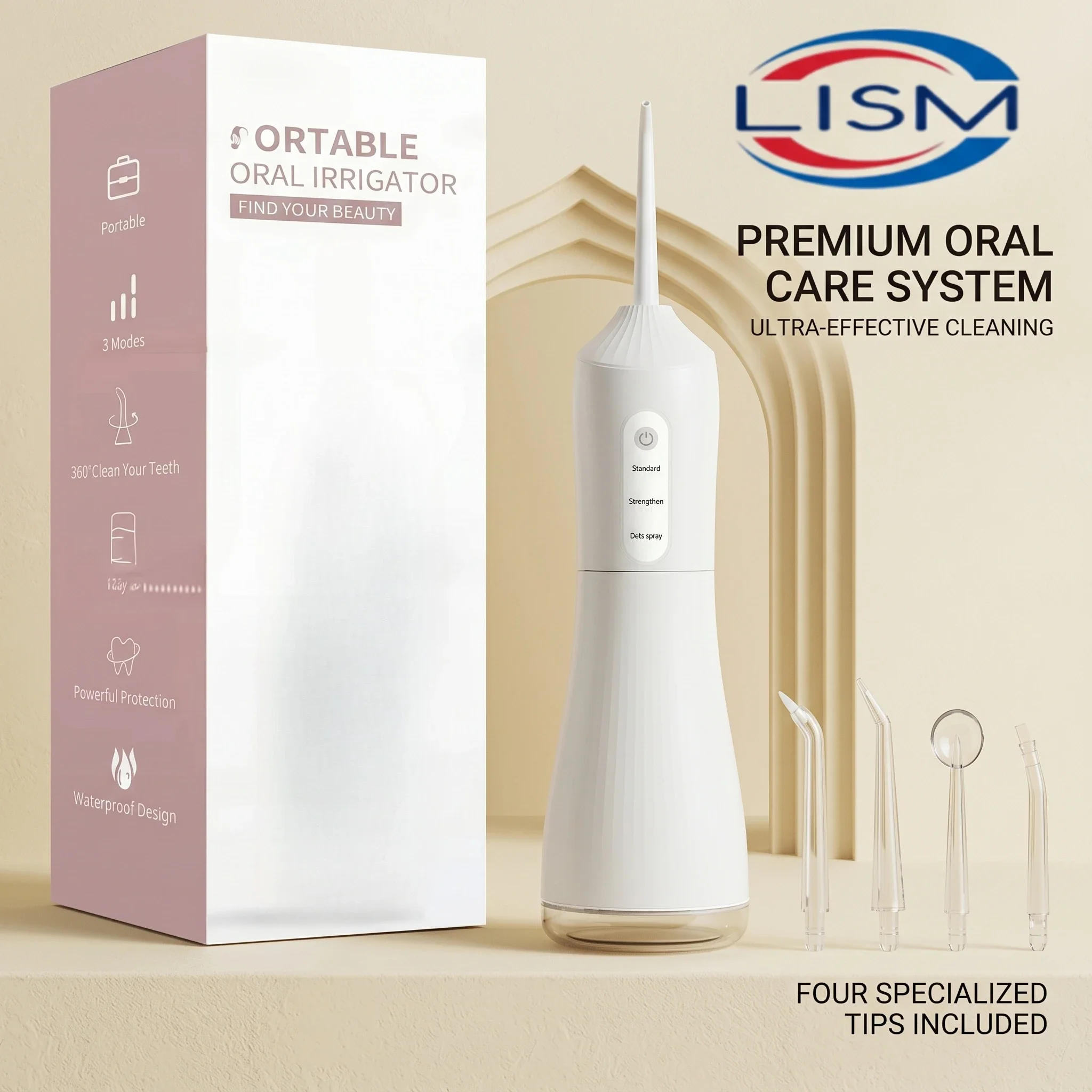 Irrigador oral recarregável, fio dental de água sem fio, 3 modos portátil para aparelho, kit de limpeza, kit de ferramentas academico