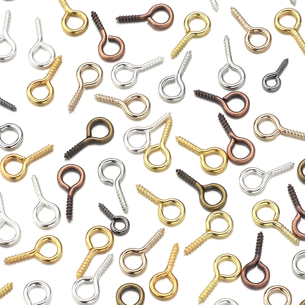 200 Stück Multi Size Charm Metall Mini Augen stifte Gold Farbe Schraub gewinde Verschlüsse Haken für DIY Halskette Anhänger Stecker Zubehör