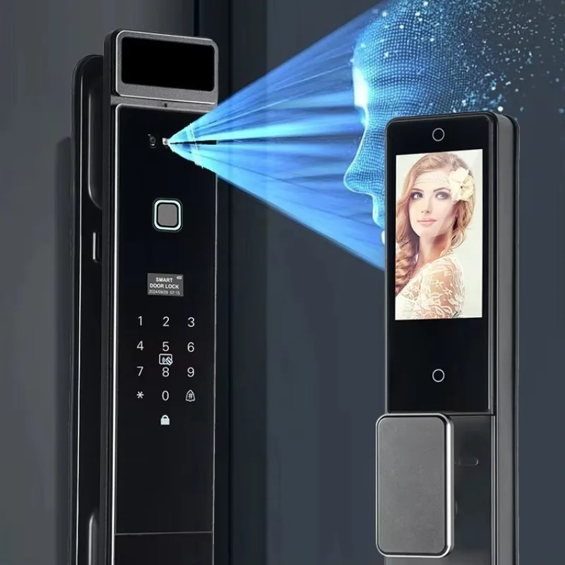Luxury Villa Smart Digital Door Lock with Fingerprint Password Key Face Recognition App SDK Support-Cloud Storage Option for UK