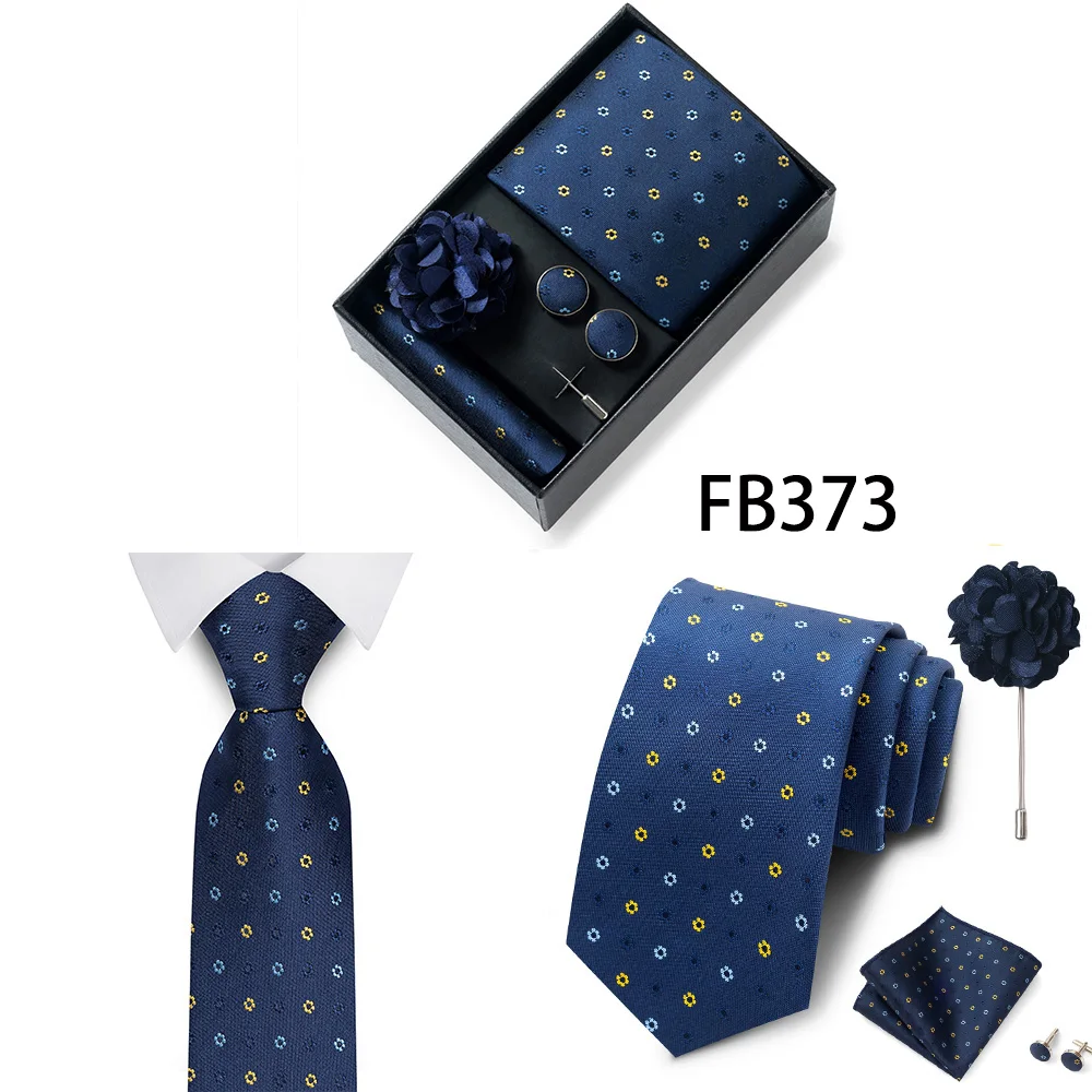 Erstklassige Weihnachtsgeschenkbox mit grauem Aufdruck, Krawatten, Einstecktuch, Manschettenknöpfe, Brosche, Set für Herren, Anzug, Accessoires, passend für die Gruppe – Detail 19