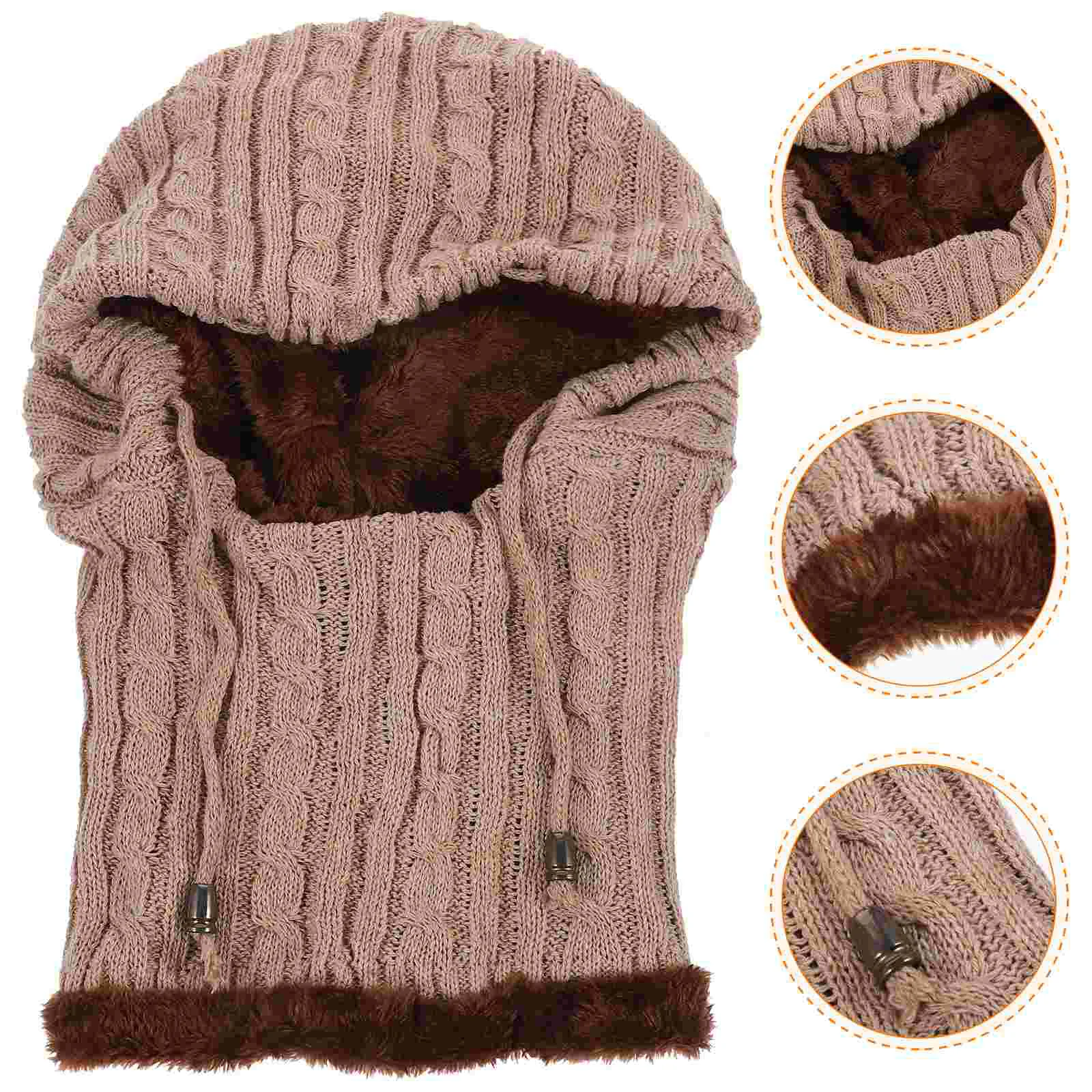 

Unisex Outdoor Practical Cycling Ski Hooded Scarf Hat Portable Knitted Thickened Caps for Women Men (Khaki)