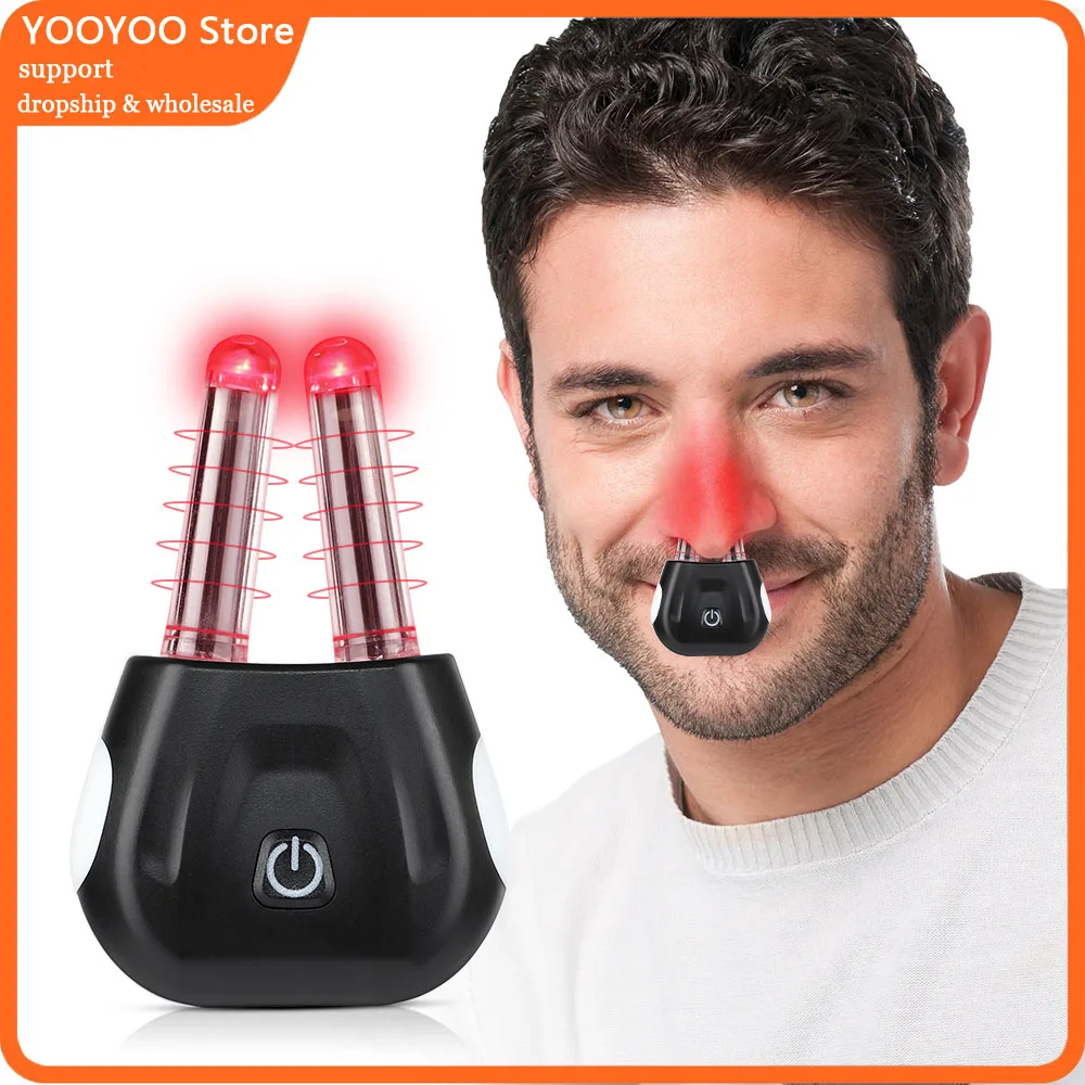 

Smart Rhinitis Laser Relief Therapy Nasal Comf Phototherapy Device Dual UV Sanitizing Base Itchy/Runny Nose Care with 4 Tips