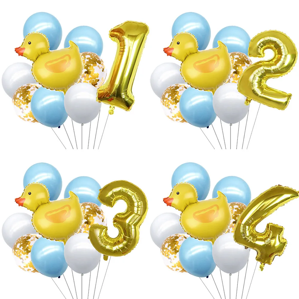 1 Set Mini-Enten-Folienballons mit Latexballon, 32-Zoll-Zahlenballon 0-9, Geburtstags- und Babyparty-Dekoration, Bauernhoftier-Motiv