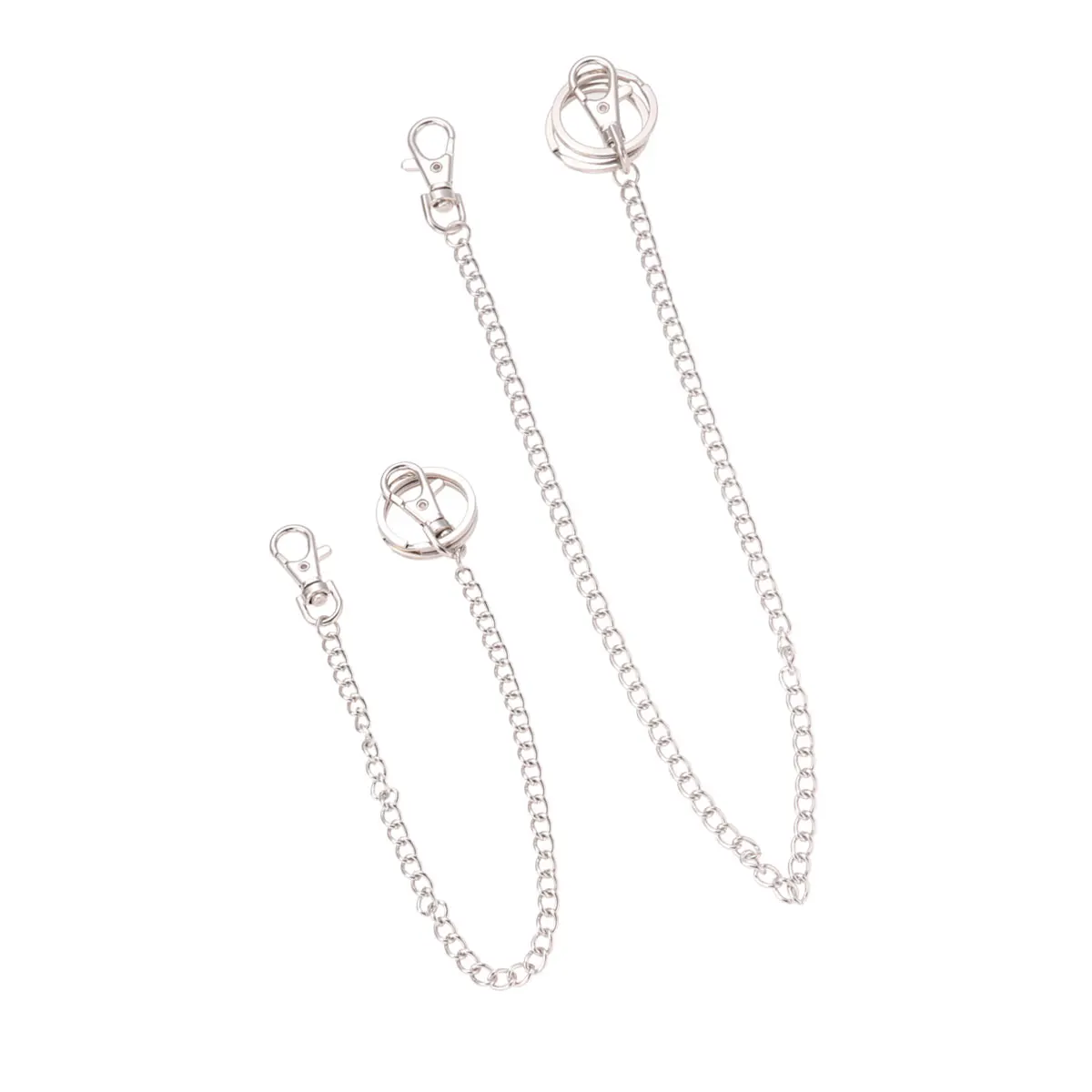 2 Stück Schichten Metall Jeans Kette Langer Punk Hip-Hop Trendiger Gürtel für Silber (25 cm, 40 cm Stil, 1 für jeden)