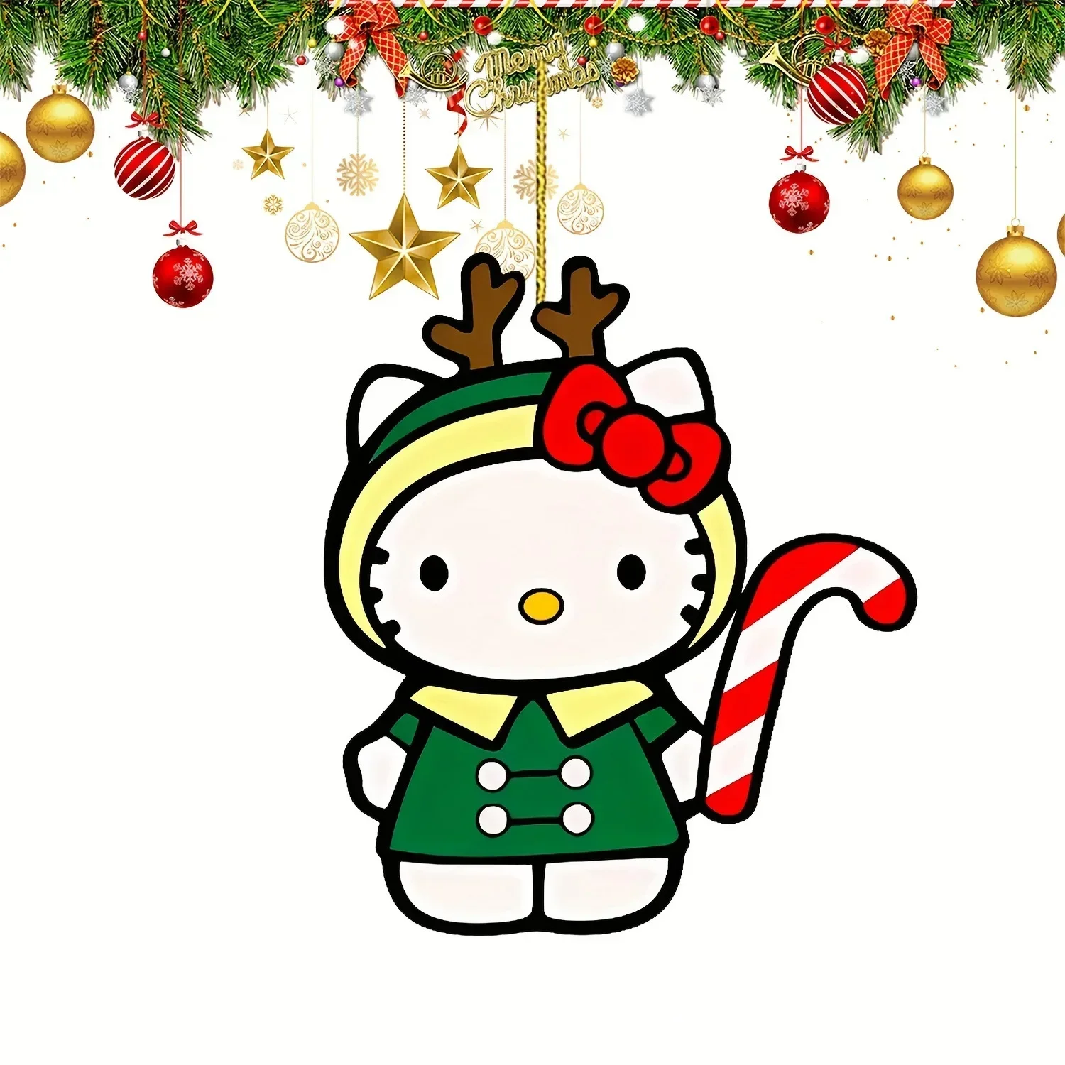 Sanrio Christmas Decorations Hello Kitty Kuromi Anime Cute Christmas Tree Pendant Home Party Ornaments Children's Toys Gifts