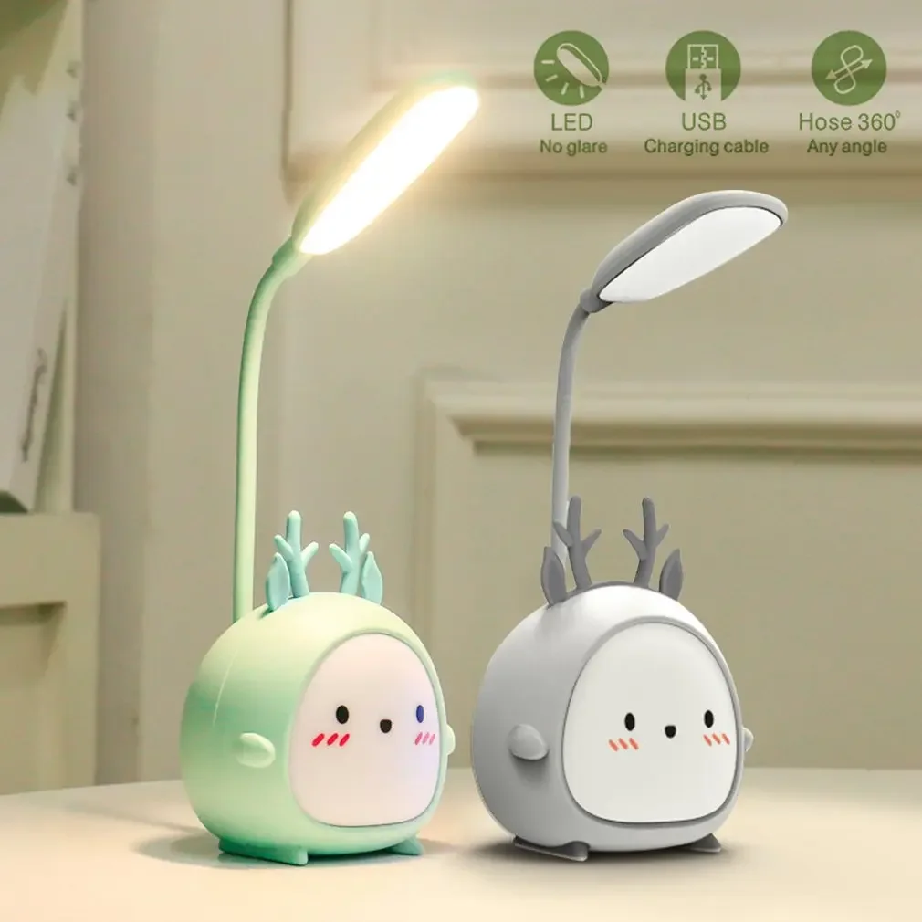 Cute Cartoon Foldable LED Desk Lamp Rechargeable USB Reading Light Colorful Night Light