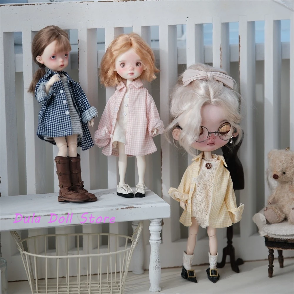 Dula Puppenkleidungskleid Neues, fünffarbig kariertes, lockeres Hemd für Blythe ob24 ob22 Licca JerryB 1/6 Bjd Doll