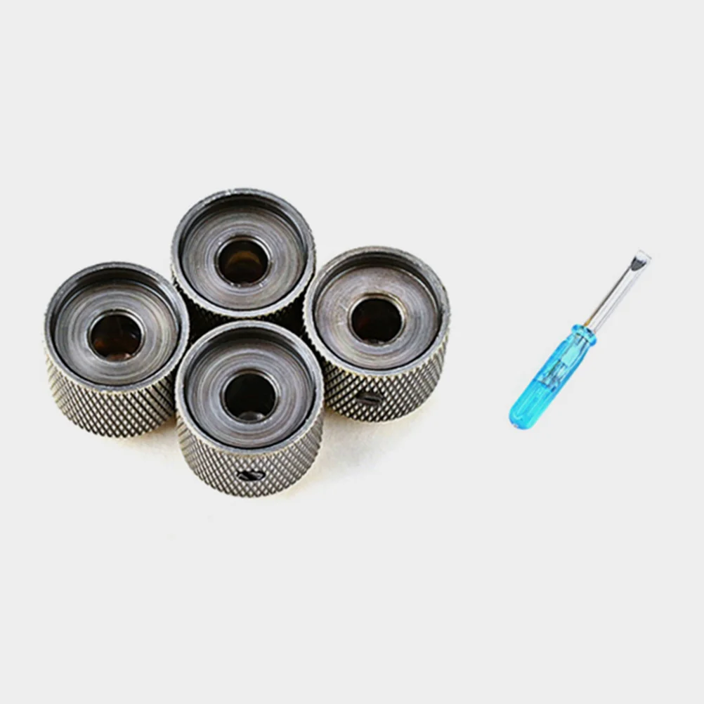 

4pcs Guitar Volume Metal Electric Bass Instrument Replacement Potentiometer Caps Tone Control Knobs Suitable For All Guitars