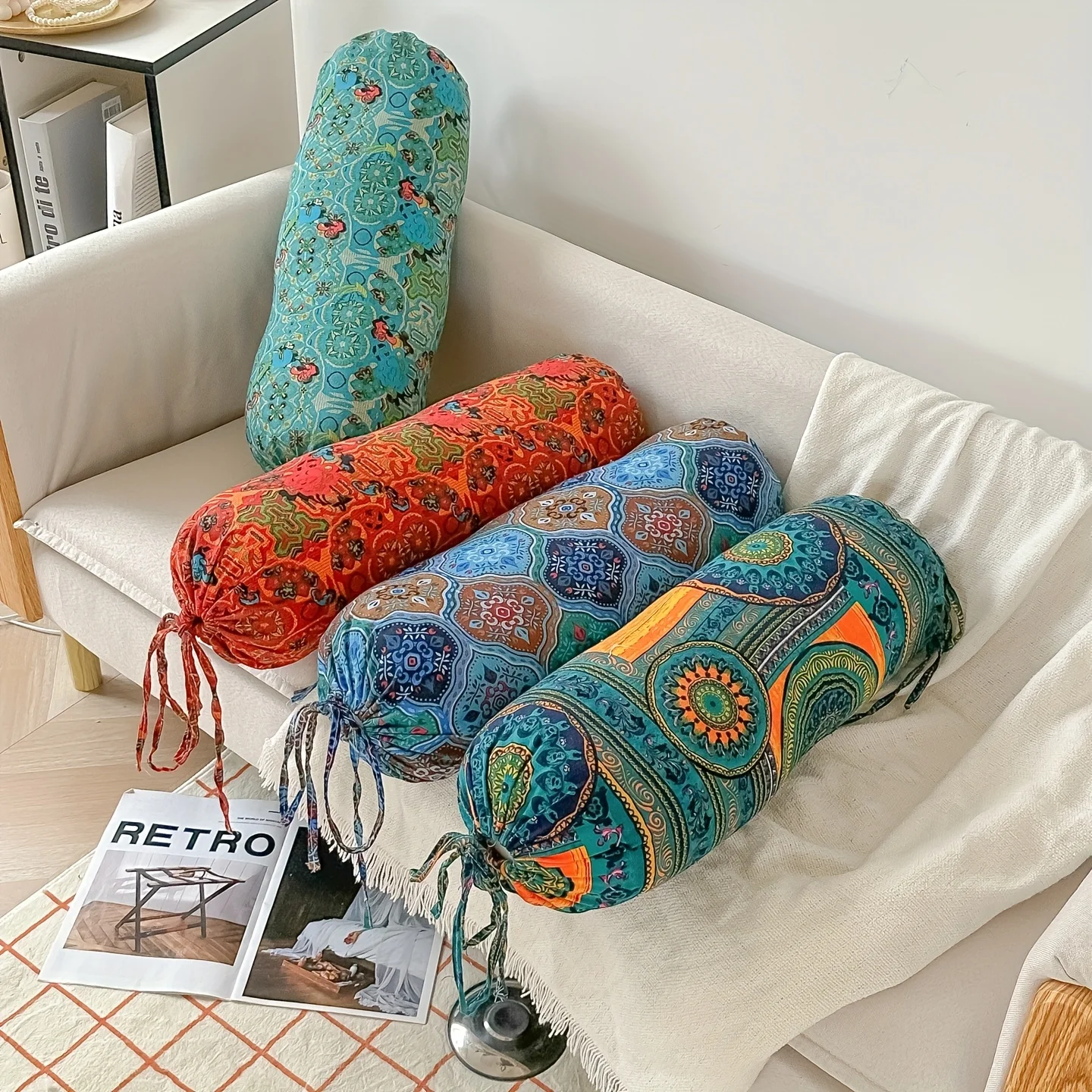 Bohemian Soft Cushion  with Filling (Inner Core Included), Cute Long Pillow Candy Seat for Sofa Bedroom Decor