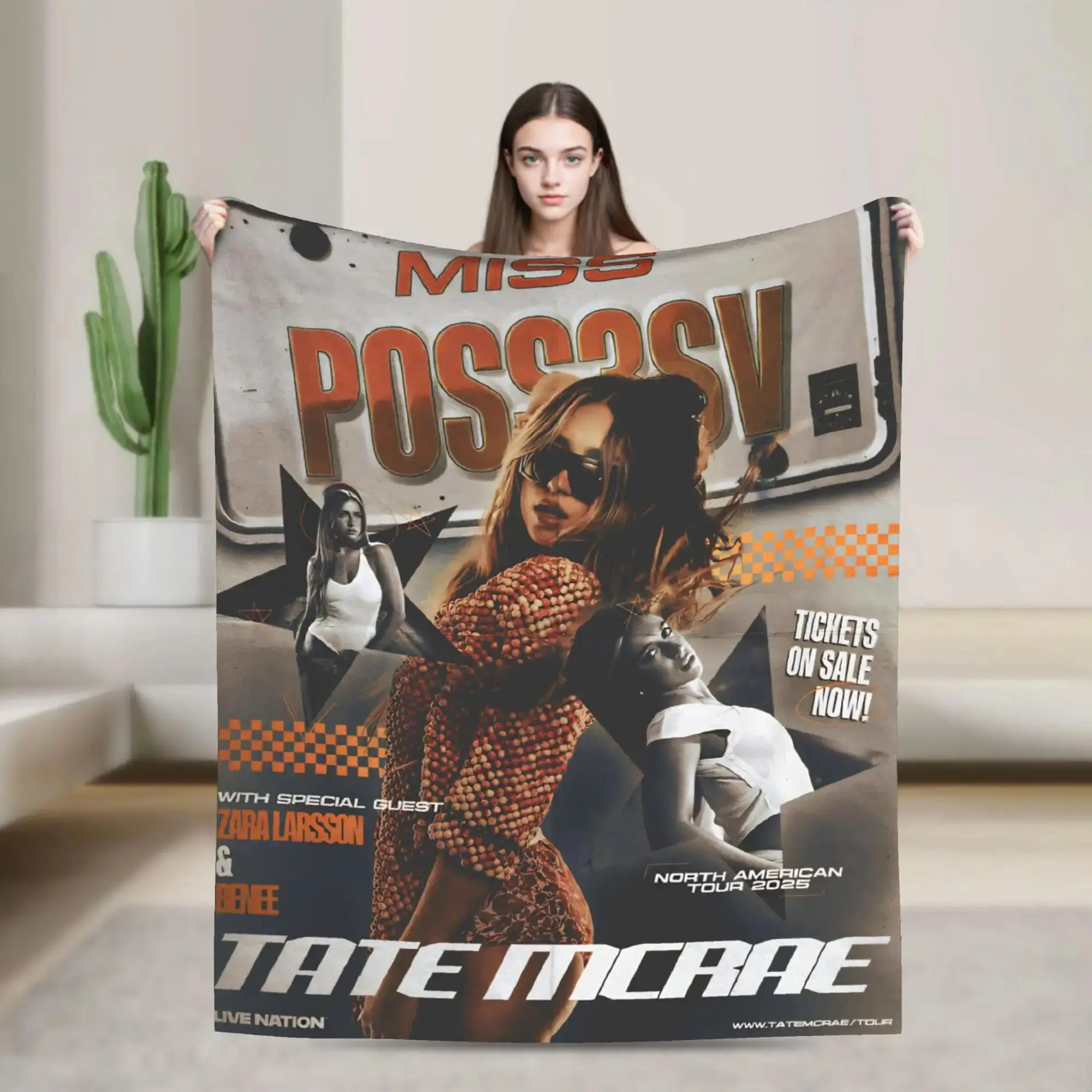 

Miss Possessive World Tour Flannel Blanket Soft Warm Throw for Sofa Bed Outdoor Use Decorative Funny Bedspread Cover