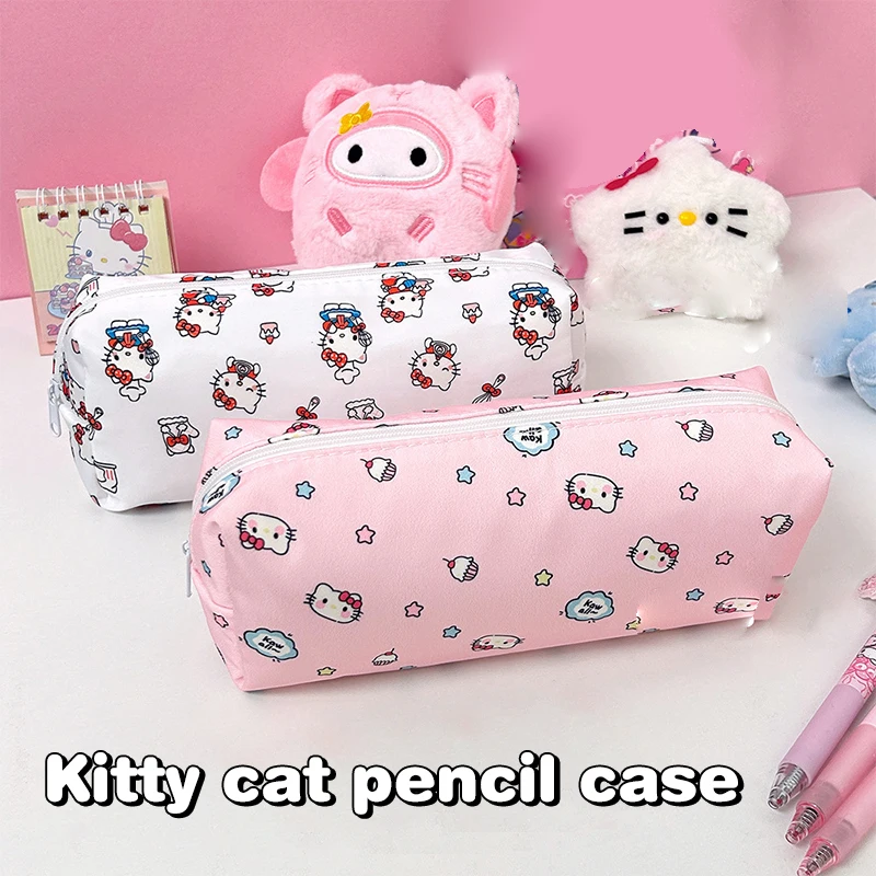 Sanrio Cartoon Hello Kitty Pencil Case Coin Purse Large Capacity Student Stationery Students' Supplies Bag Gifts