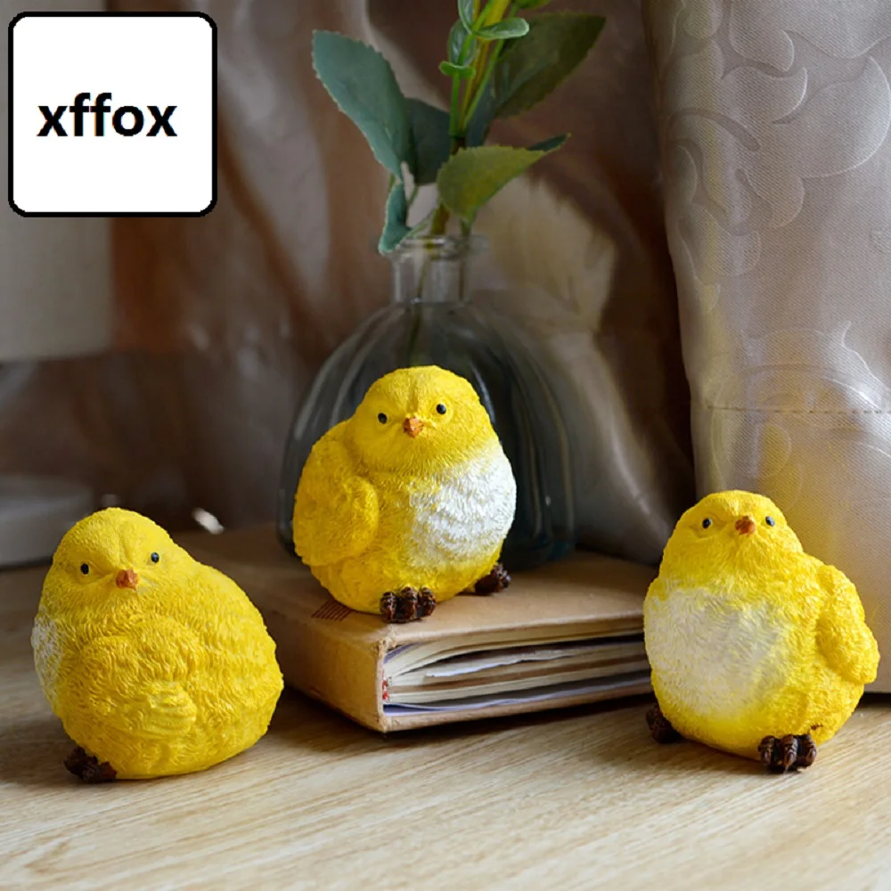 

3 pieces a set simulation chick models resin small chicken dolls gift about 7cm xf2089